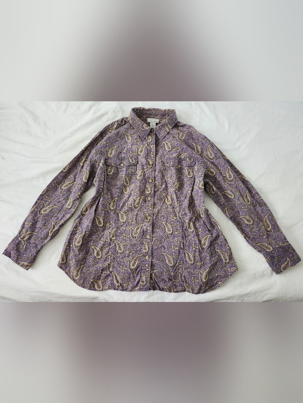 Vintage Purple Paisley Button-Down Shirt